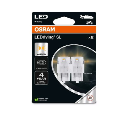 Kit 2 Lampes LED W21/5W 12V/1.9W OSRAM LEDriving® SL YELLOW BLister