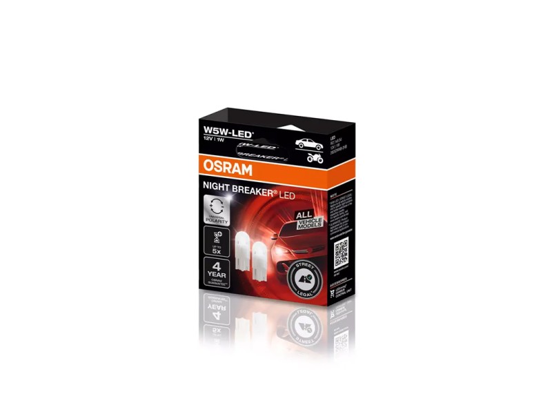 Kit 2 Lâmpadas LED W5W 12V/1W OSRAM Night Breaker LED Kit 2 Lâmpadas LED W5W 12V/1W OSRAM Night Breaker LED