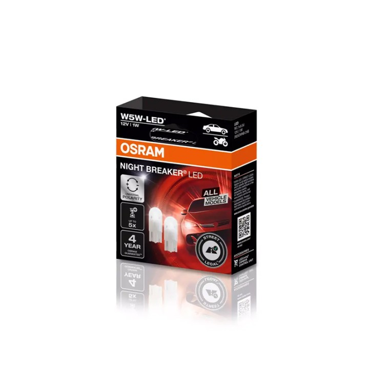 Kit 2 Lampes LED W5W 12V/1W OSRAM Night Breaker LED