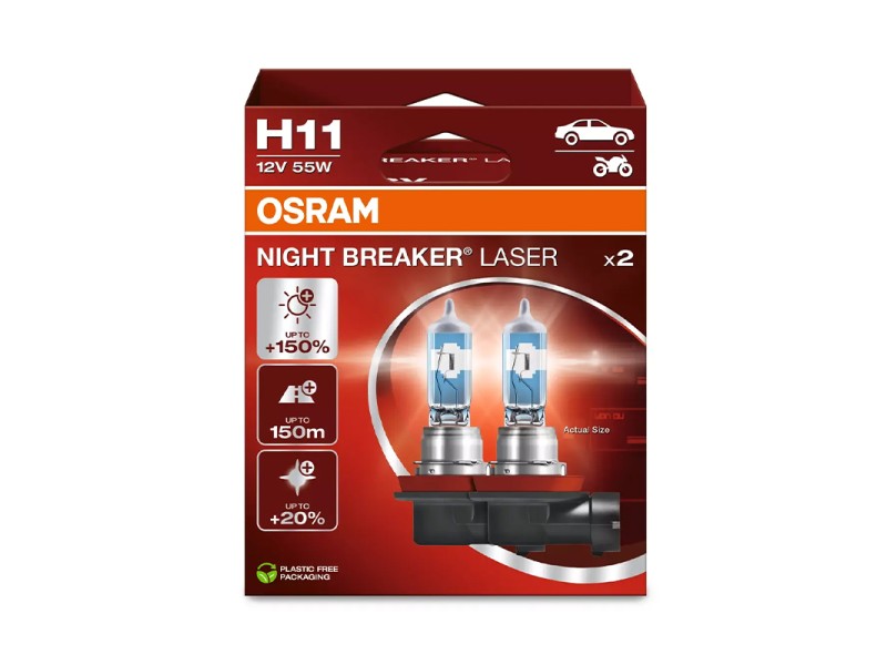 Kit 2 Lámparas H11 12V/55W OSRAM Night Beaker® Laser HB Kit 2 Lámparas H11 12V/55W OSRAM Night Beaker® Laser HB