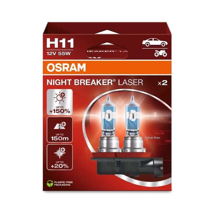 Kit 2 Lámparas H11 12V/55W OSRAM Night Beaker® Laser HB