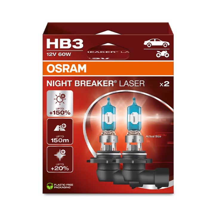Kit 2 Lámparas HB3 12V/60W OSRAM Night Breaker® Laser HB