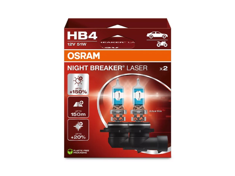 Kit 2 Lâmpadas HB4 12V/51W OSRAM Night Breaker® Laser HB Kit 2 Lâmpadas HB4 12V/51W OSRAM Night Breaker® Laser HB