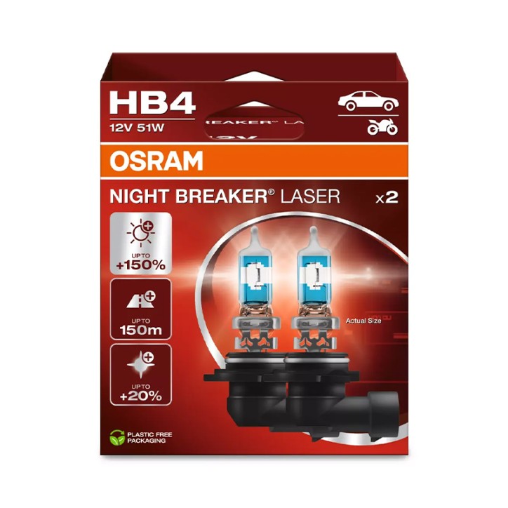 Kit 2 Lâmpadas HB4 12V/51W OSRAM Night Breaker® Laser HB