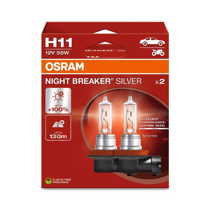 Kit 2 Lampes H11 12V/55W OSRAM Night Beaker® Silver HB