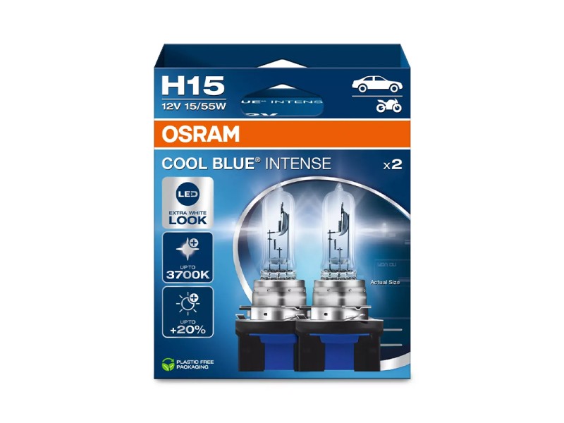 Kit 2 Lâmpadas H15 12V 55/15W OSRAM Cool Blue Intense® NEXT GEN HB Kit 2 Lâmpadas H15 12V 55/15W OSRAM Cool Blue Intense® NEXT GEN HB