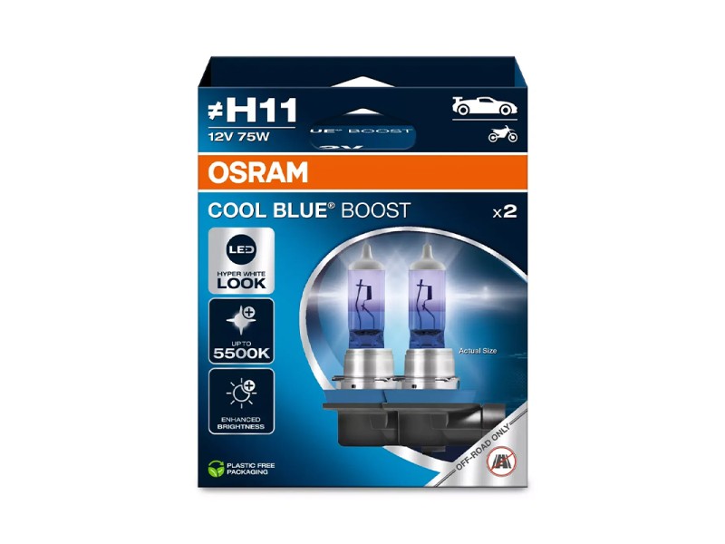 Kit 2 Lampes H11 12V/75W OSRAM Cool Blue Boost® HB Kit 2 Lampes H11 12V/75W OSRAM Cool Blue Boost® HB