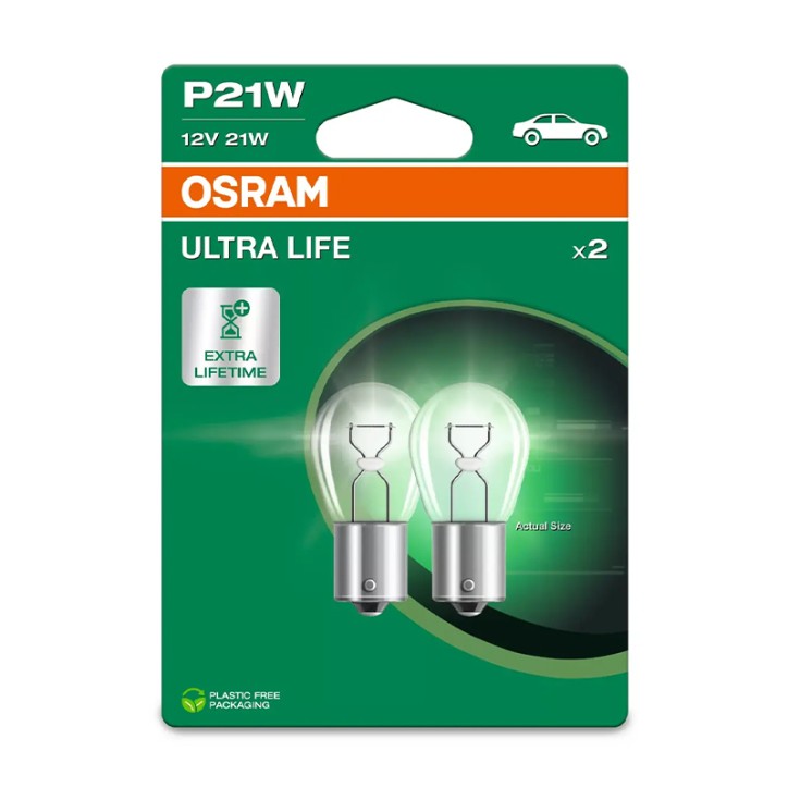 Kit 2 Lámparas P21W 12V/21W OSRAM Ultra Life® Blister