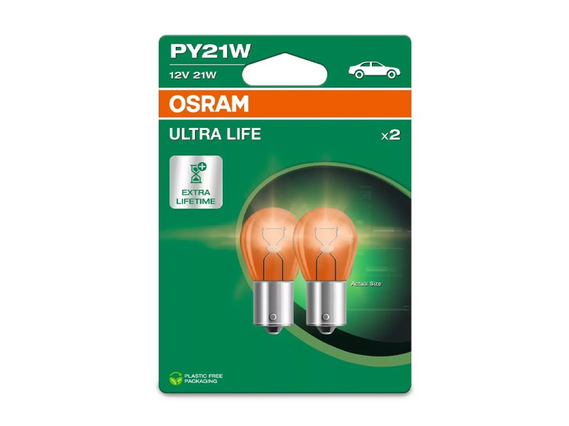 Kit 2 Lámparas PY21W 12V/21W OSRAM Ultra Life® Blister Kit 2 Lámparas PY21W 12V/21W OSRAM Ultra Life® Blister
