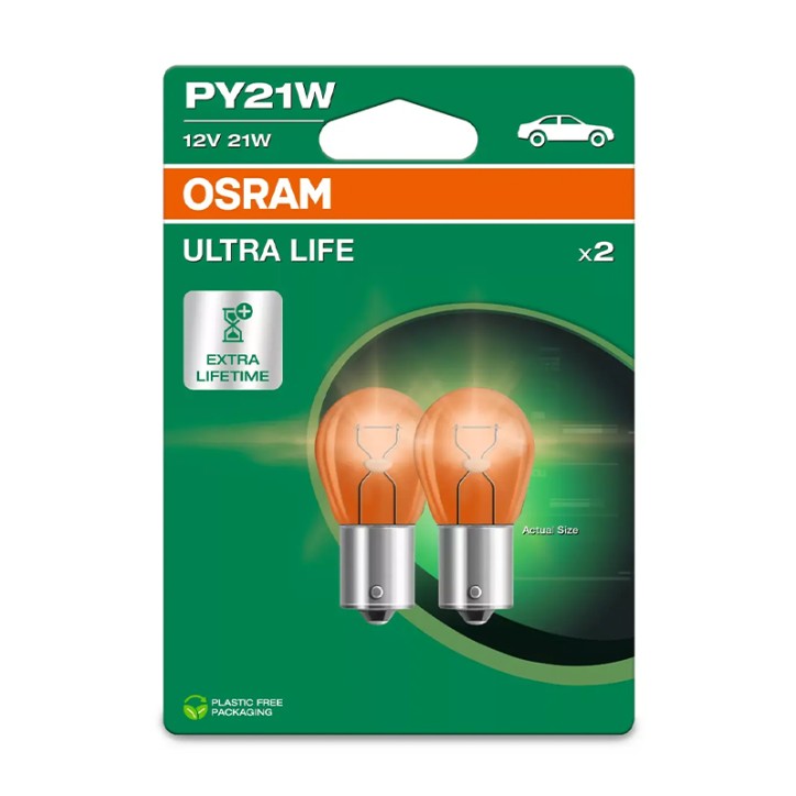 Kit 2 Lámparas PY21W 12V/21W OSRAM Ultra Life® Blister