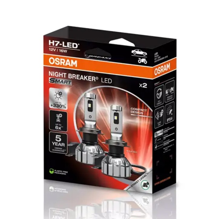 Kit 2 Lampes LED H7 12V/16W OSRAM Night Breaker LED SMART