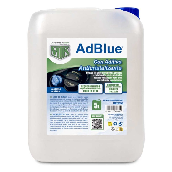 Aditivo Adblue Anticristales 5 Litros Con Tubo