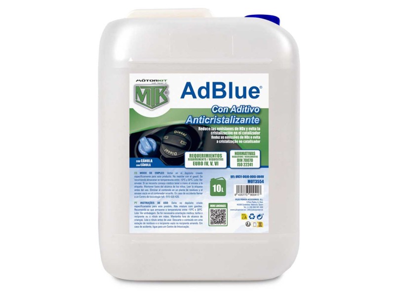 Aditivo Adblue Anticristales 10 Litros Con Tubo Aditivo Adblue Anticristales 10 Litros Con Tubo