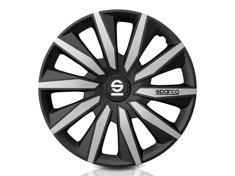 Juego Tapacubos MILANO 14'' SPARCO Corsa Negro y Plata Juego Tapacubos MILANO 14'' SPARCO Corsa Negro y Plata