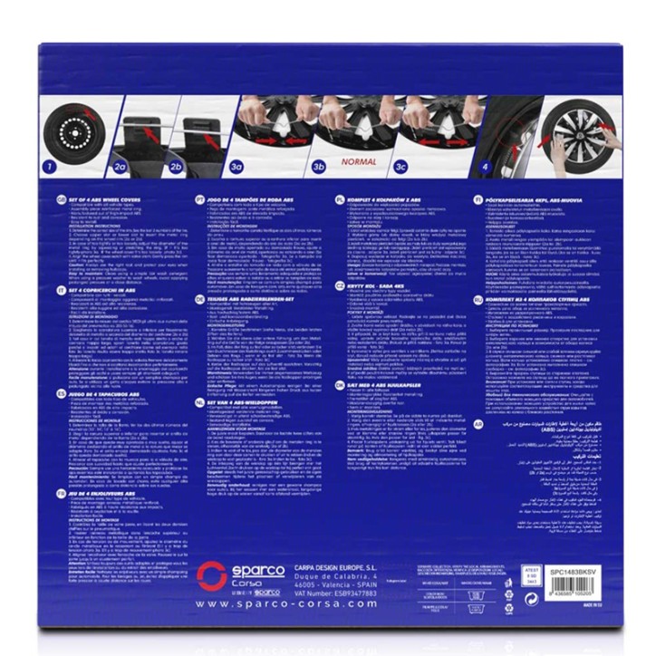 Sparco Enjoliveurs Milano 14 Pouces Noir - Set De 4 Pièces - Style Sportif Et Élégant