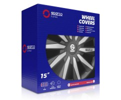 Juego Tapacubos MILANO 15'' SPARCO Corsa Negro y Plata