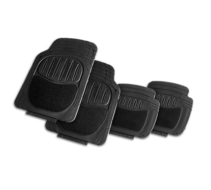 Set of 4 Rubber & Carpet Mat - LUCCA- Black