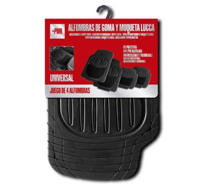 Set of 4 Rubber & Carpet Mat - LUCCA- Black