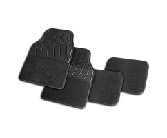 Jeu de 4 Tapis en PVC & Carpet - CAPRI - Noir