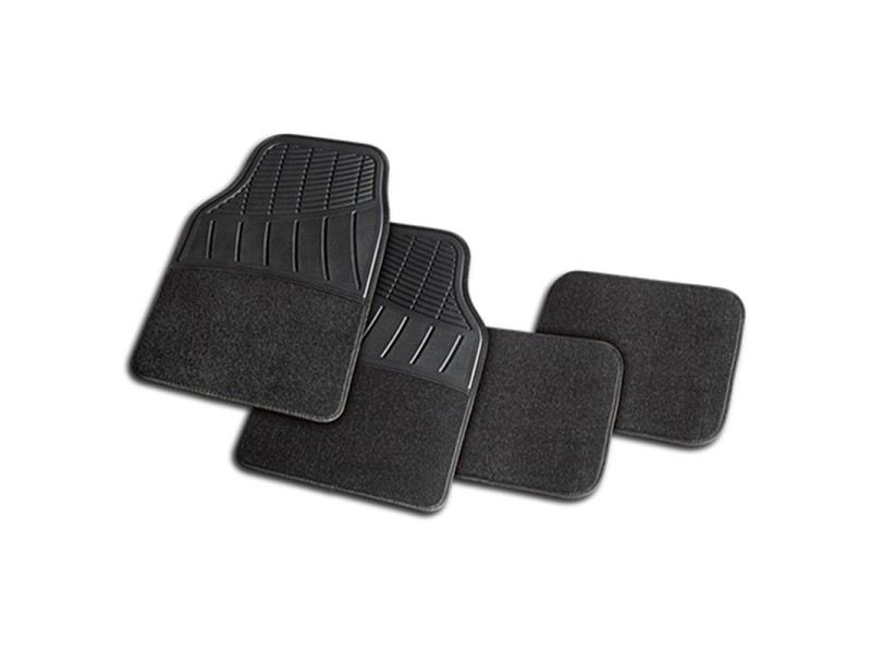 Jeu de 4 Tapis en PVC & Carpet - CAPRI - Noir Jeu de 4 Tapis en PVC & Carpet - CAPRI - Noir