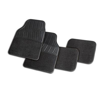 Jeu de 4 Tapis en PVC & Carpet - CAPRI - Noir