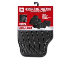 Jeu de 4 Tapis en PVC & Carpet - CAPRI - Noir