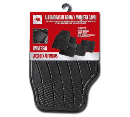 Jeu de 4 Tapis en PVC & Carpet - CAPRI - Noir
