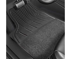 Jeu de 4 Tapis en PVC & Carpet - CAPRI - Noir