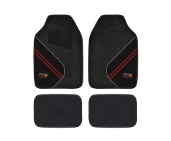 Set of 4 Rubber & Carpet Mat RED BULL RACING Black & Red