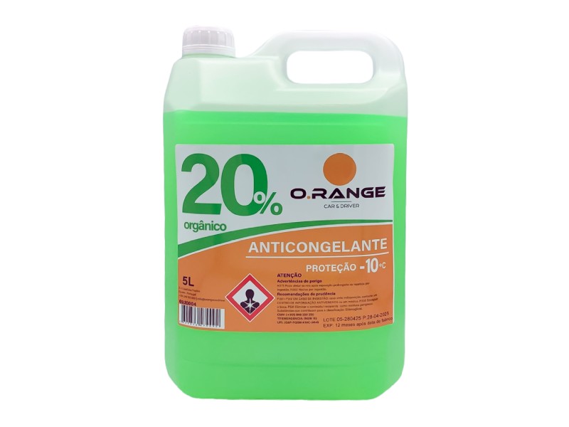 Anticongelante 5L O.RANGE 20% Verde OAT – Proteção -10°C