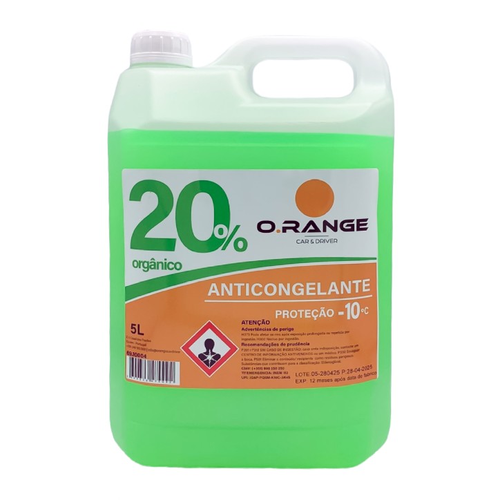 Anticongelante 5L O.RANGE 20% Verde SI-OAT – Proteção -10°C