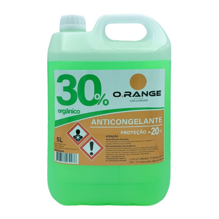 Anticongelante 5L O.RANGE 30% Verde SI-OAT – Proteção -20°C