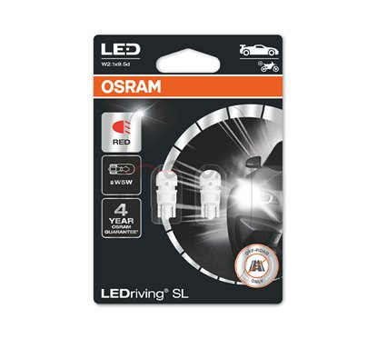 [06.2825DRP-02B] Kit 2 Lampes LED W5W 12V/1W OSRAM LEDriving® SL RED