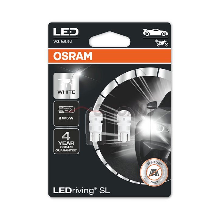 [06.2825DWP-02B] Kit 2 Lampes LED W5W 12V/1W OSRAM LEDriving® SL WHITE
